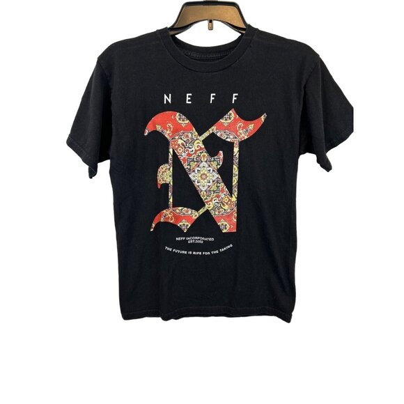 NEFF Black‎ Paisley Graphic Tee Short Sleeve Size Small - Picture 1 of 9